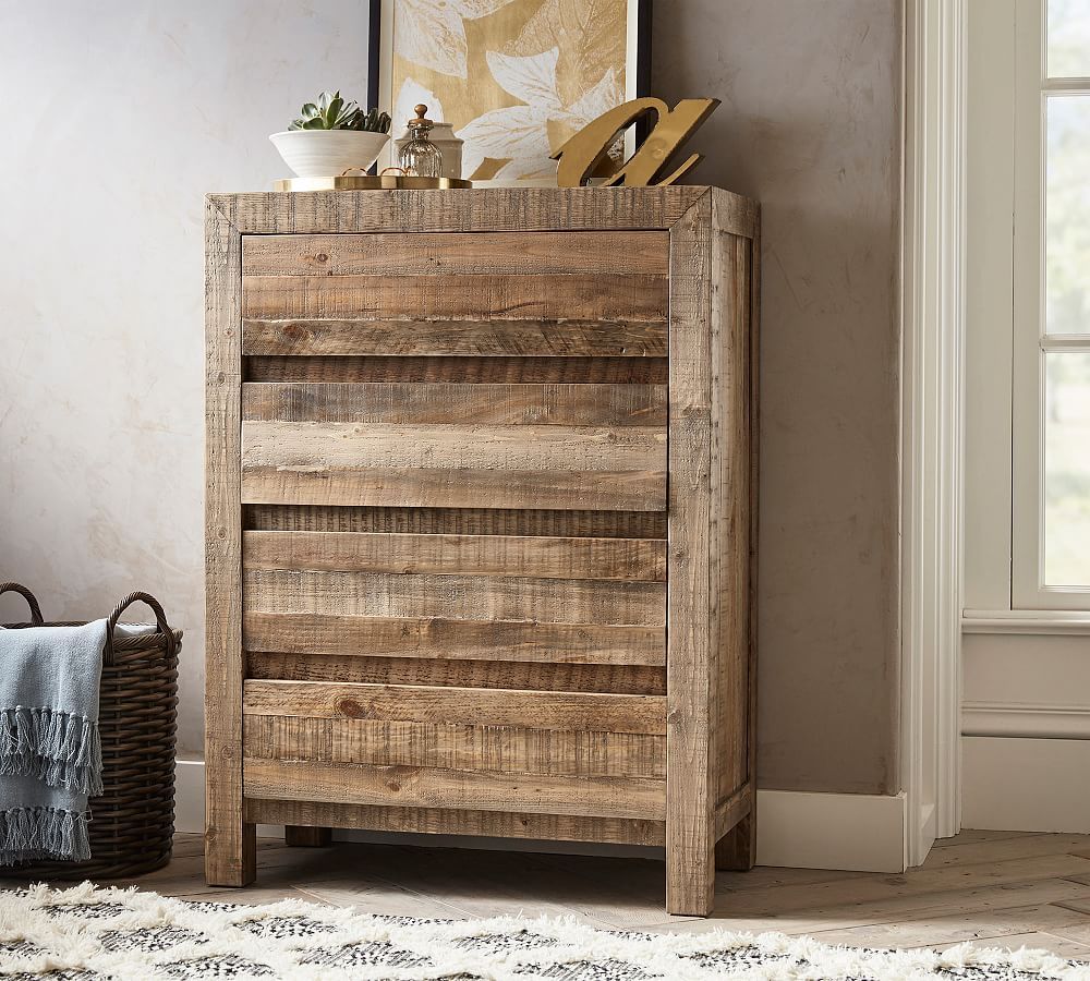 Hensley Reclaimed Wood 4-Drawer Tall Dresser | Pottery Barn (US)