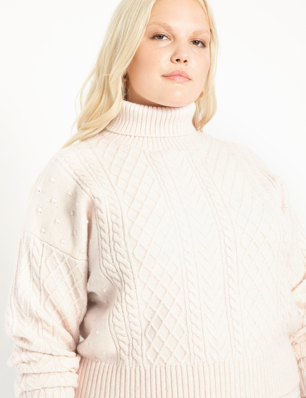 Crop Turtleneck Cable Sweater | Eloquii