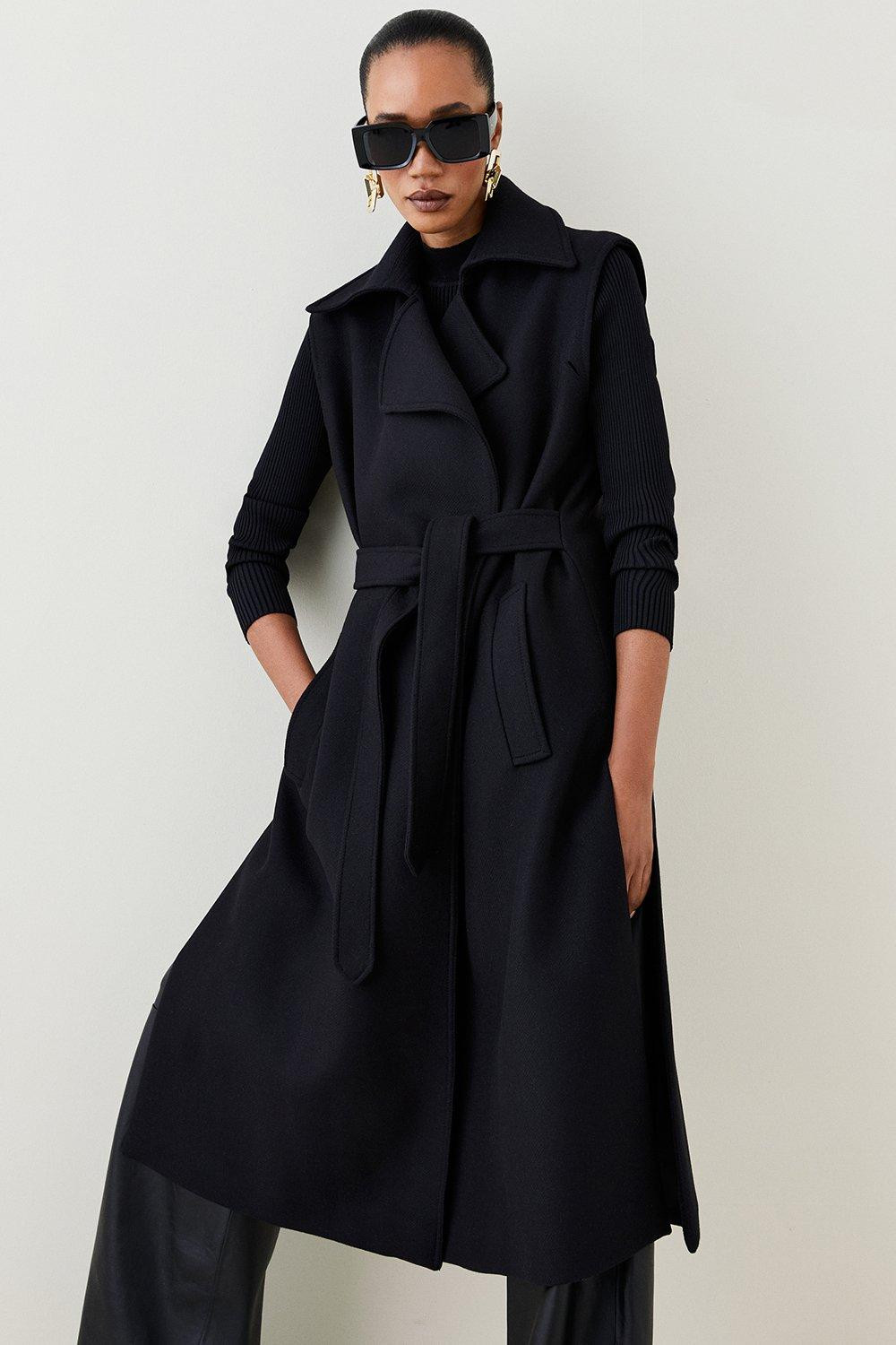 18.01 Italian Virgin Wool Modular Removeable Sleeve Trench | Karen Millen UK + IE + DE + NL