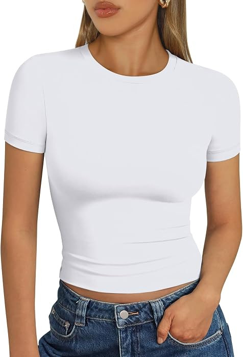 Trendy Queen Womens Short Sleeve T Shirt Buttery Soft Summer Tops Basic Tees | Amazon (US)