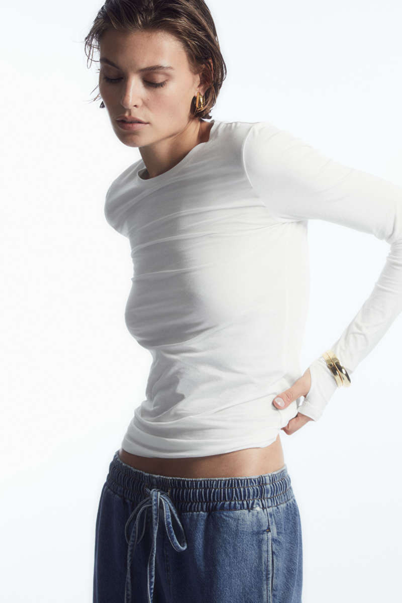 SLIM-FIT LONG-SLEEVE TOP - White - COS | COS UK