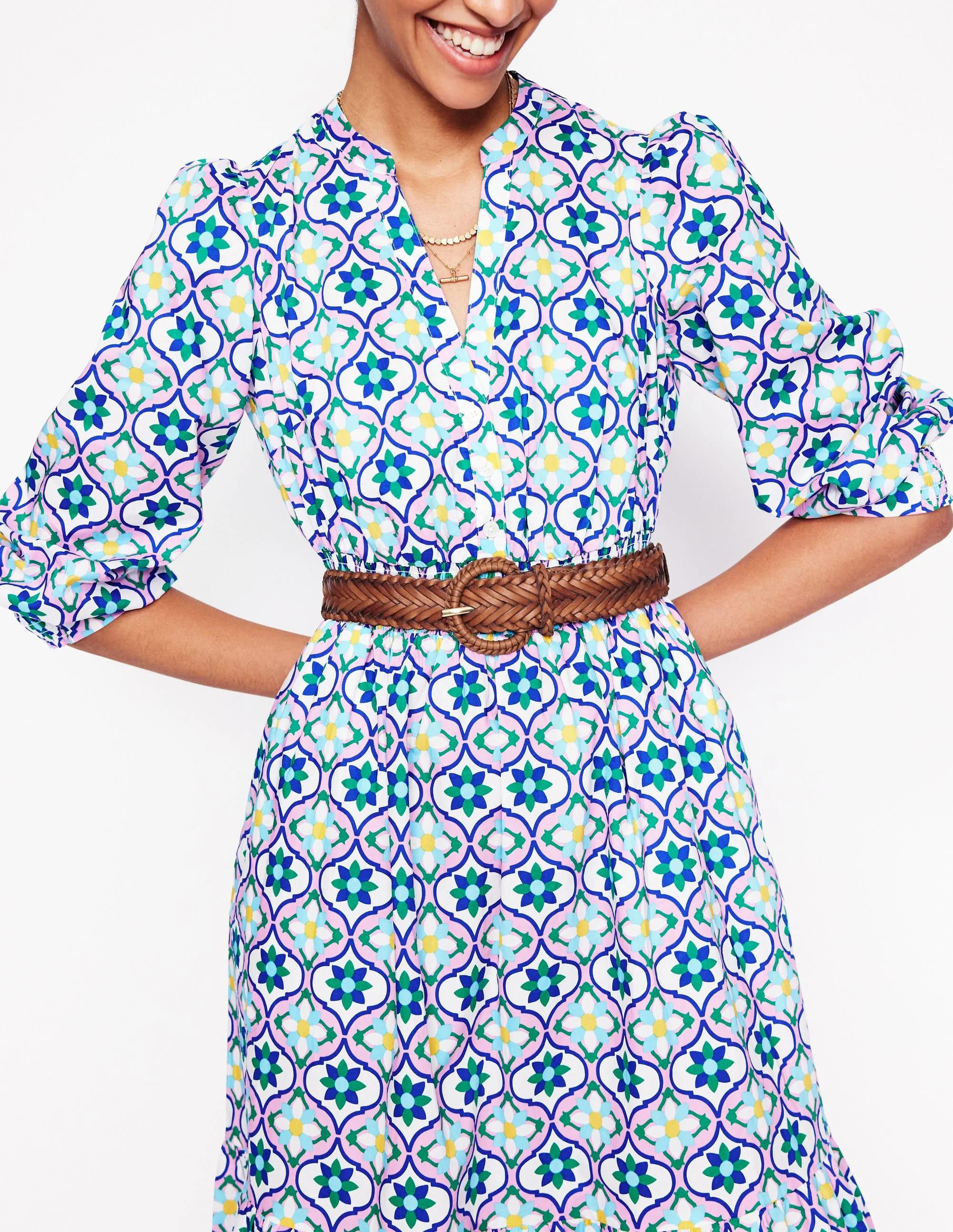 Woven Leather Belt-Tan | Boden (US)