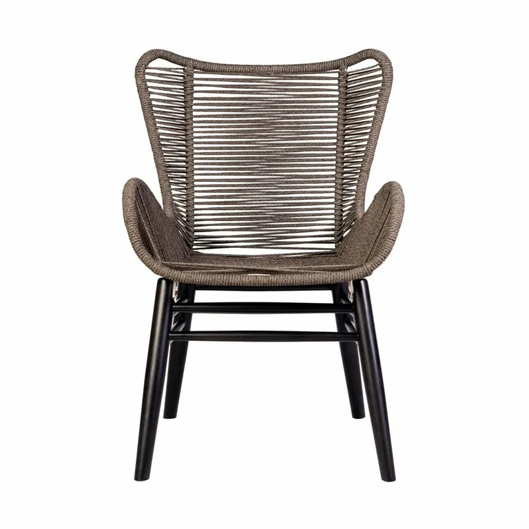 Fanny Outdoor Patio Dining Chair in Dark Eucalyptus Wood and Truffle Rope | Walmart (US)