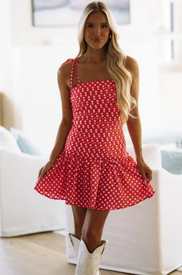 Vacay Mode Mini Dress - Red and White | Hazel and Olive