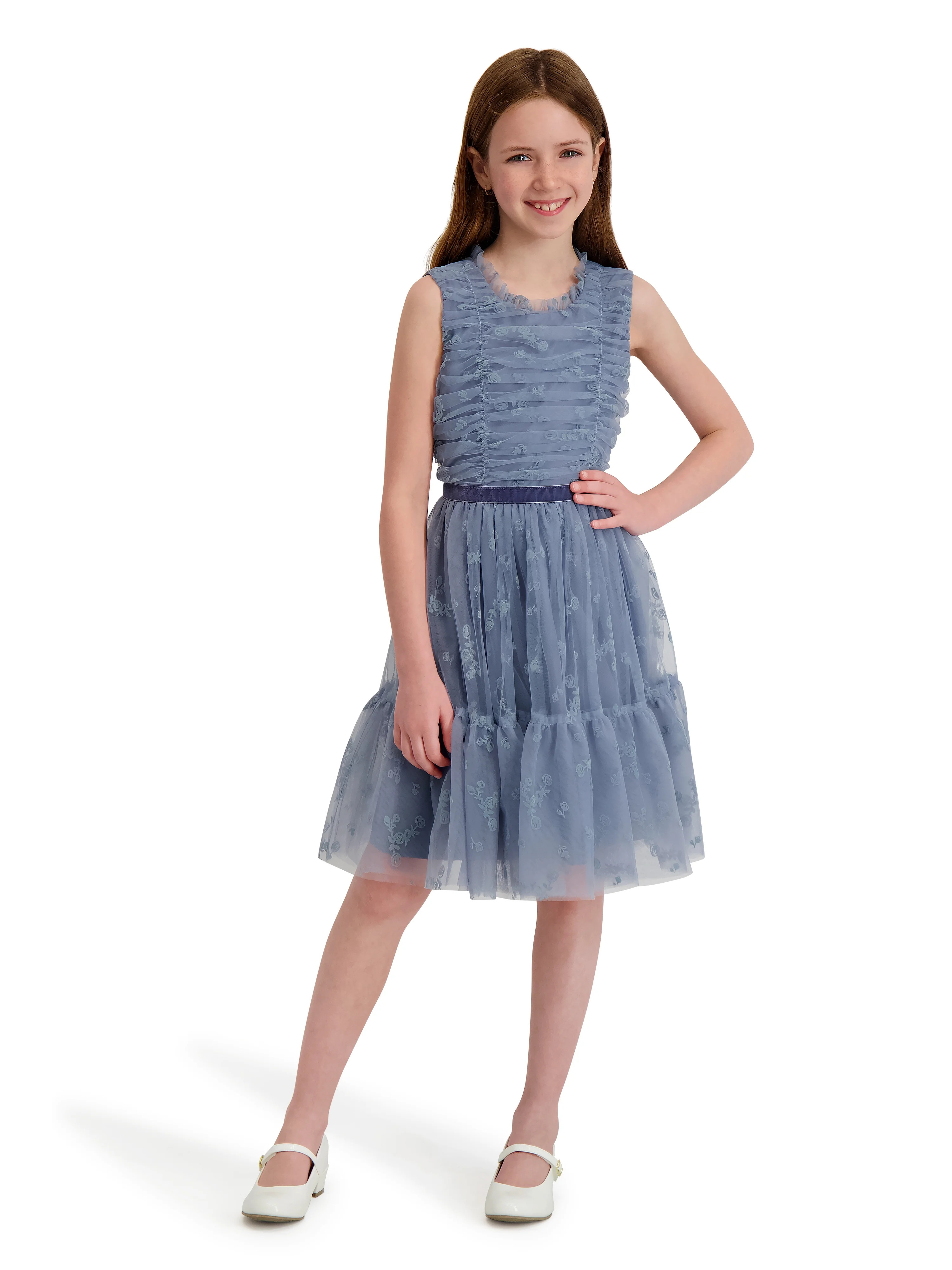Kensie Girl Flocked Mesh Sleeveless Dress, Sizes 4-16 | Walmart (US)