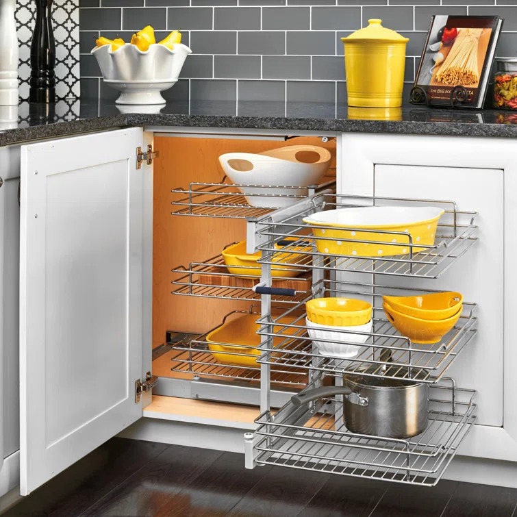 Rev-A-Shelf 3 Tier Pull Out Organizer for Blind Corner Cabinets w/ Soft Close | Wayfair North America