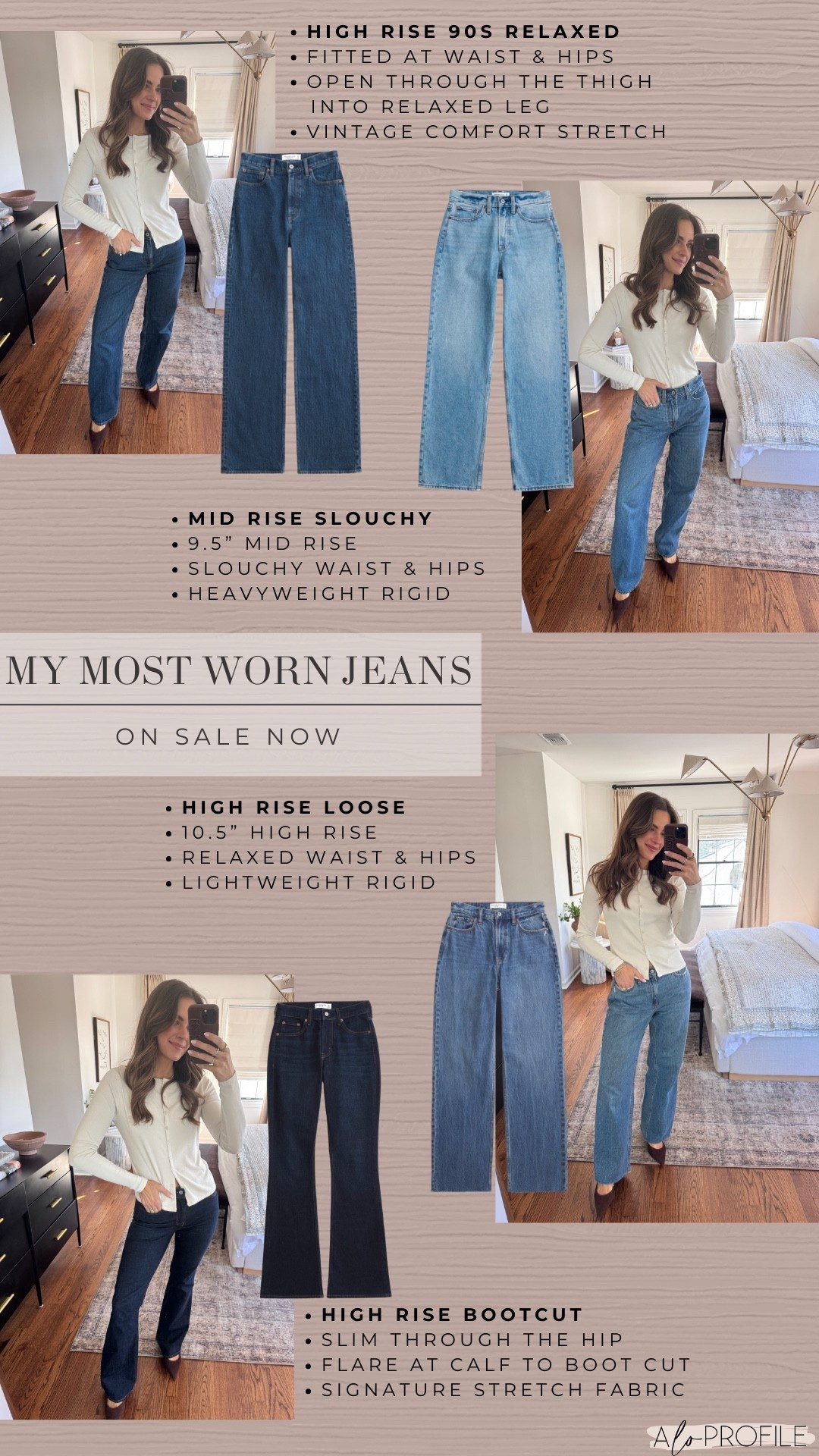 AF DENIM SALE ✨ sizing below
1. High rise 90s relaxed 25R
2. The slouchy jean mid rise 25R
3. The loose high rise 26R (currently need a 25, had from PP) 
4. High rise boot cut 25R



#LTKSaleAlert #LTKootd