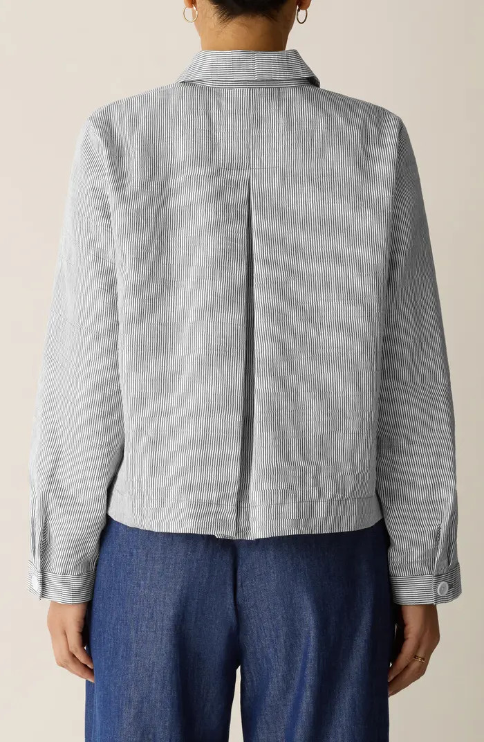 Eileen Fisher Classic Collar Linen Blend A-Line Jacket | Nordstrom | Nordstrom