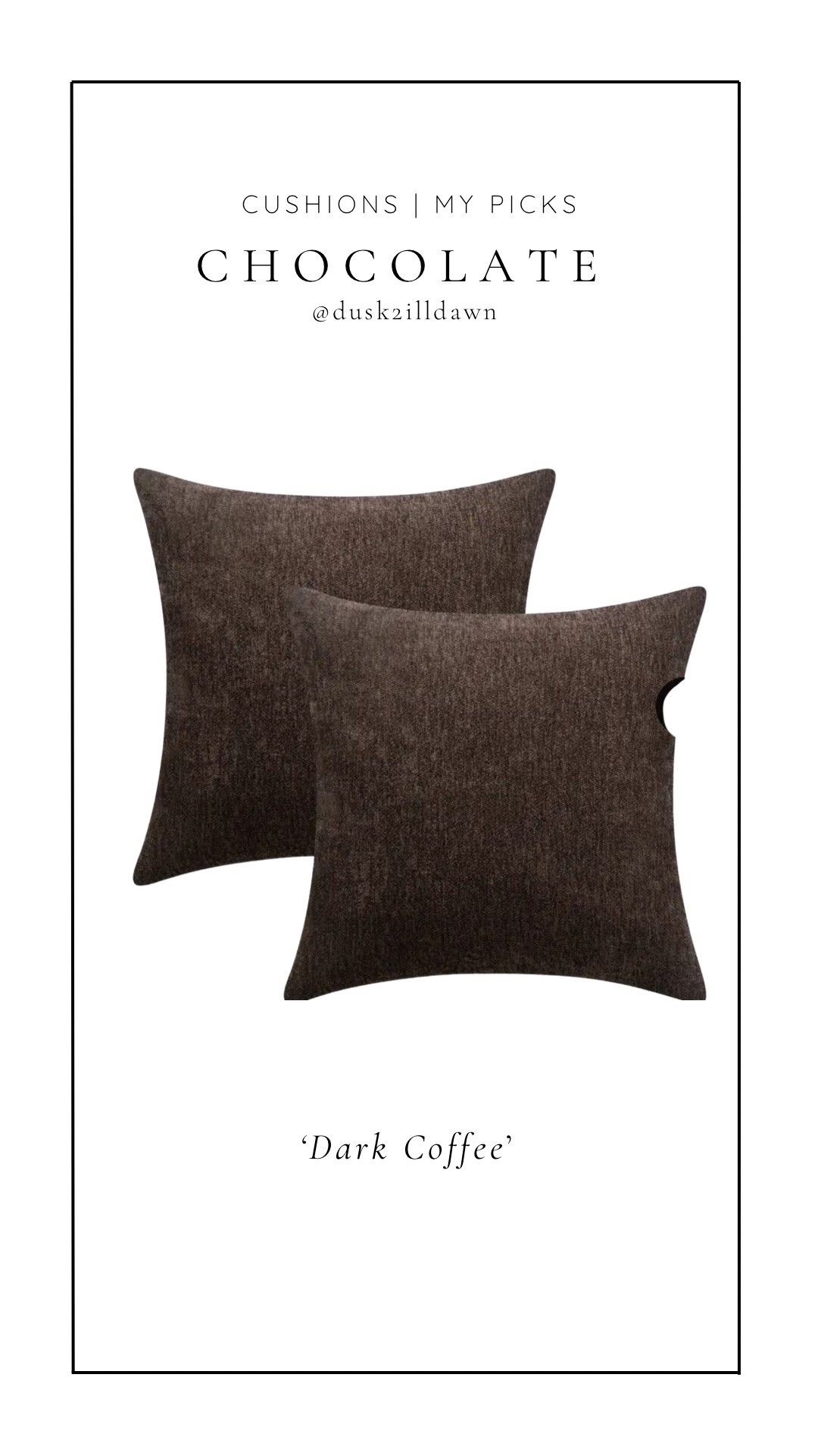 The perfect shade of chocolate brown cushion covers and the set/2 for under $15



#LTKAroundTheWorld #LTKhome #LTKautumn