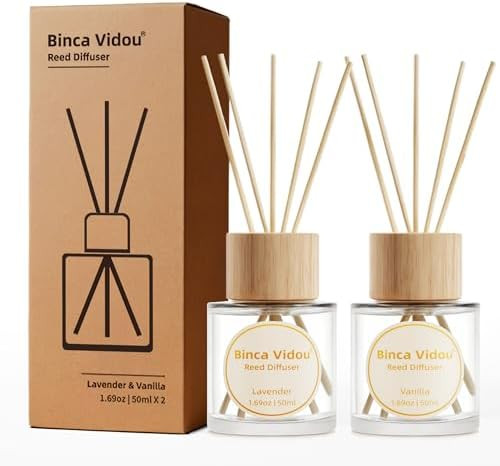 Reed Diffuser Set, Binca Vidou Lavender & Vanilla Natural Scent Oil Diffusers with Sticks for Hom... | Amazon (US)