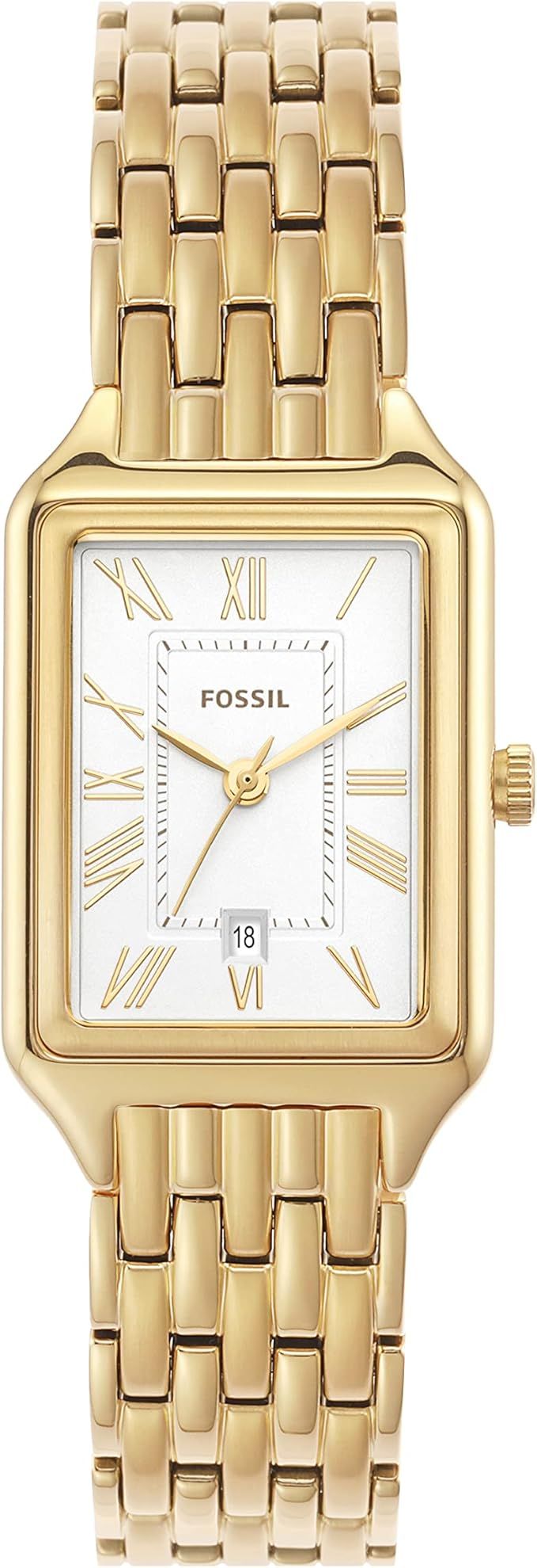 Fossil Women's Racquel Quartz Rectangular Watch with Stainless Steel or Leather Strap | Amazon (US)