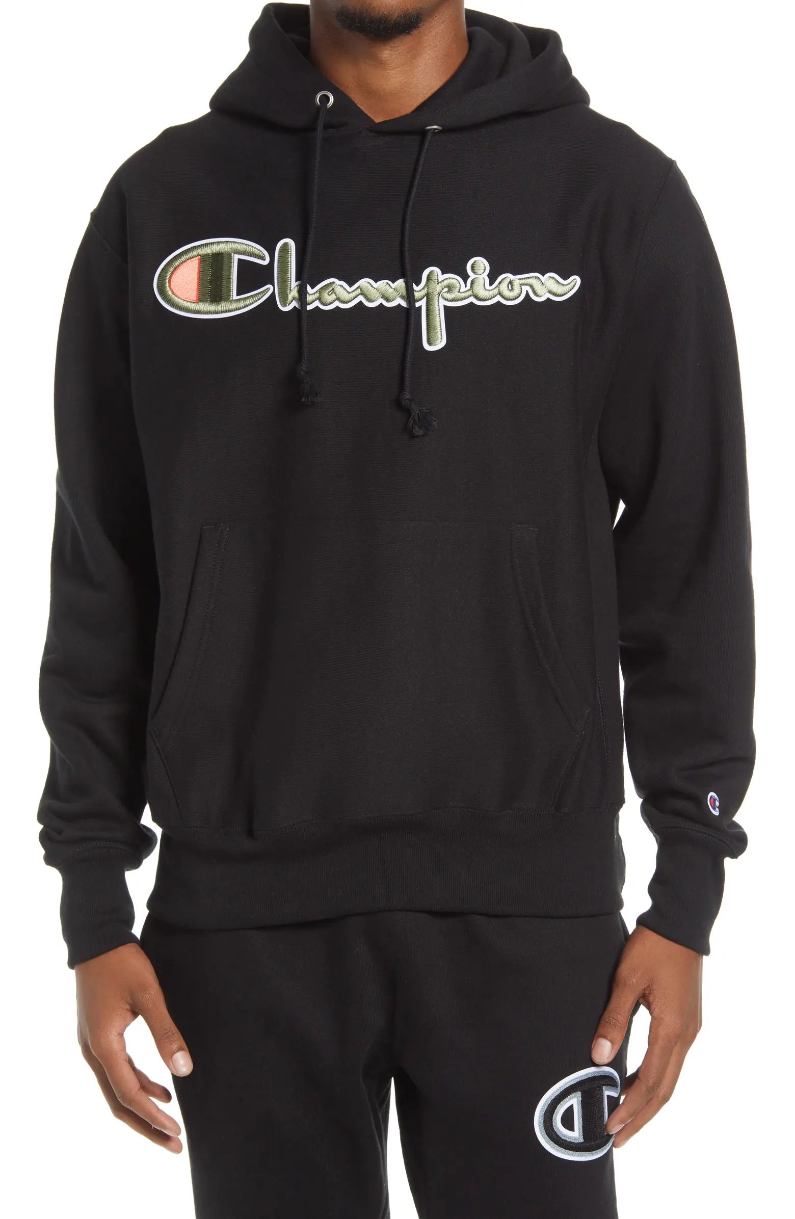 Champion Reverse Weave® Script Logo Hooded Sweatshirt | Nordstrom | Nordstrom Canada