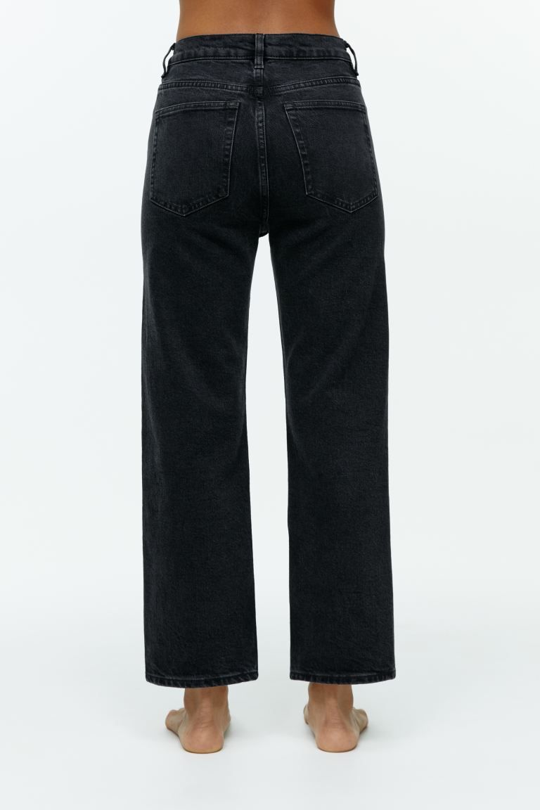 ROSE Cropped Straight Stretch Jeans - Greyish Black - Ladies | H&M GB | H&M (UK, MY, IN, SG, PH, TW, HK)