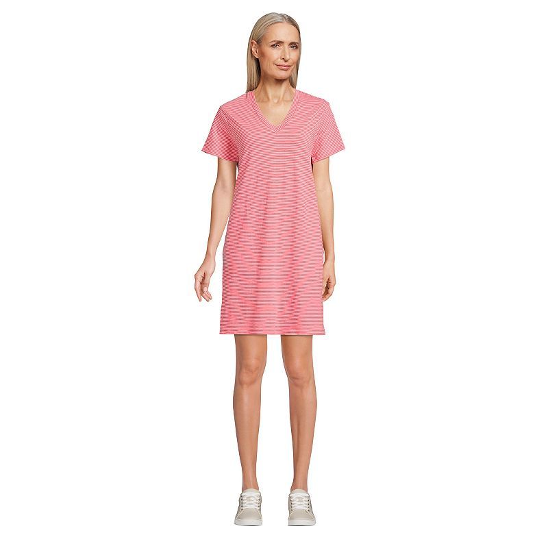 Women's Lands' End Slubbed T-Shirt Dress, Size: Small, Pink | Kohl's