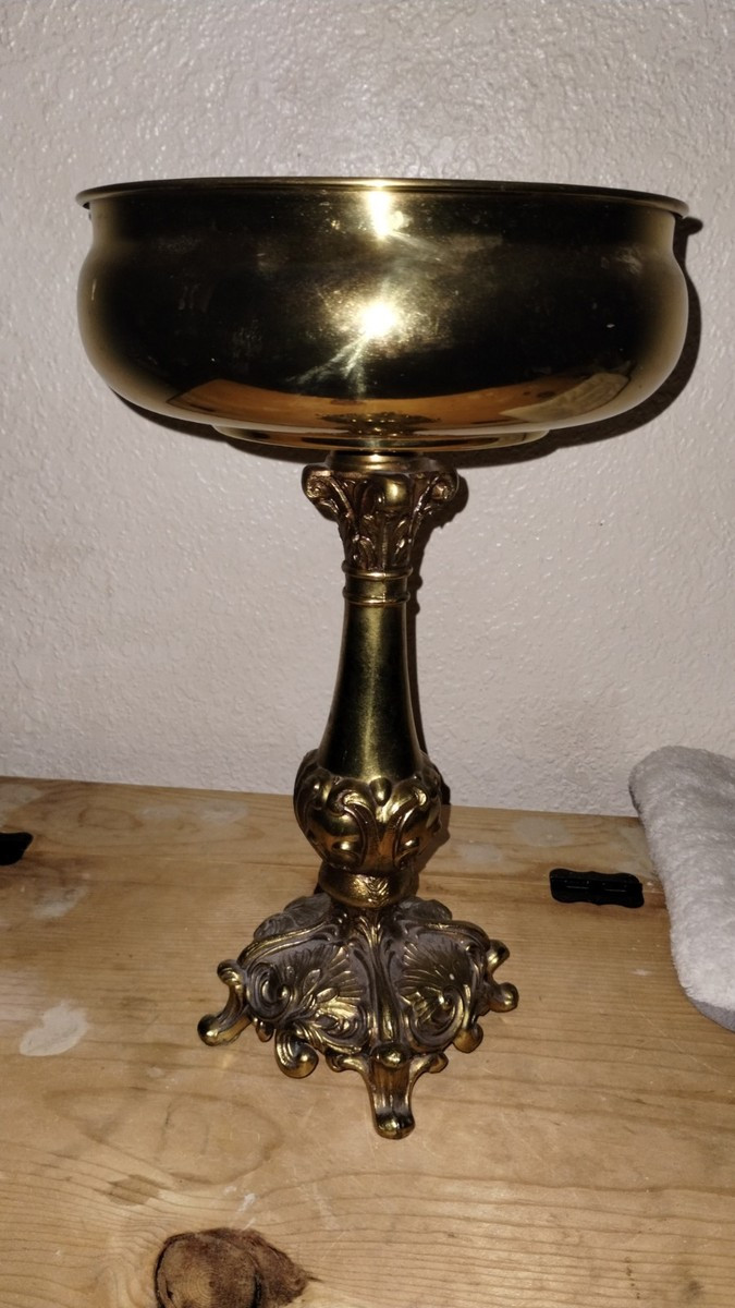 Rococo Brass Chalice Gothic Sculpture Plant Stand Hollywood Regency Vintage 14in | eBay US