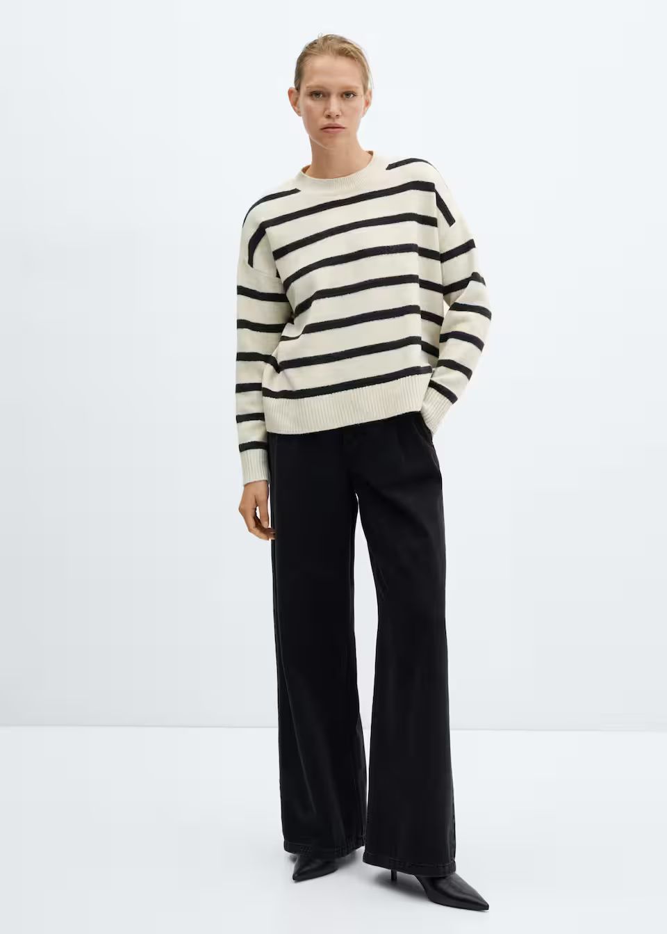 Round-neck striped sweater -  Women | Mango USA | MANGO (US)