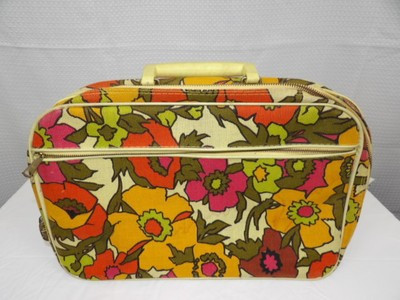 Vintage Retro Mod Flower Power Yellow/Orange Small Travel Case Childs Suitcase | eBay US