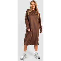 Womens Plus Oversized Longline Split Detail Sweater Dress - Brown - 22 | boohoo (US & Canada)