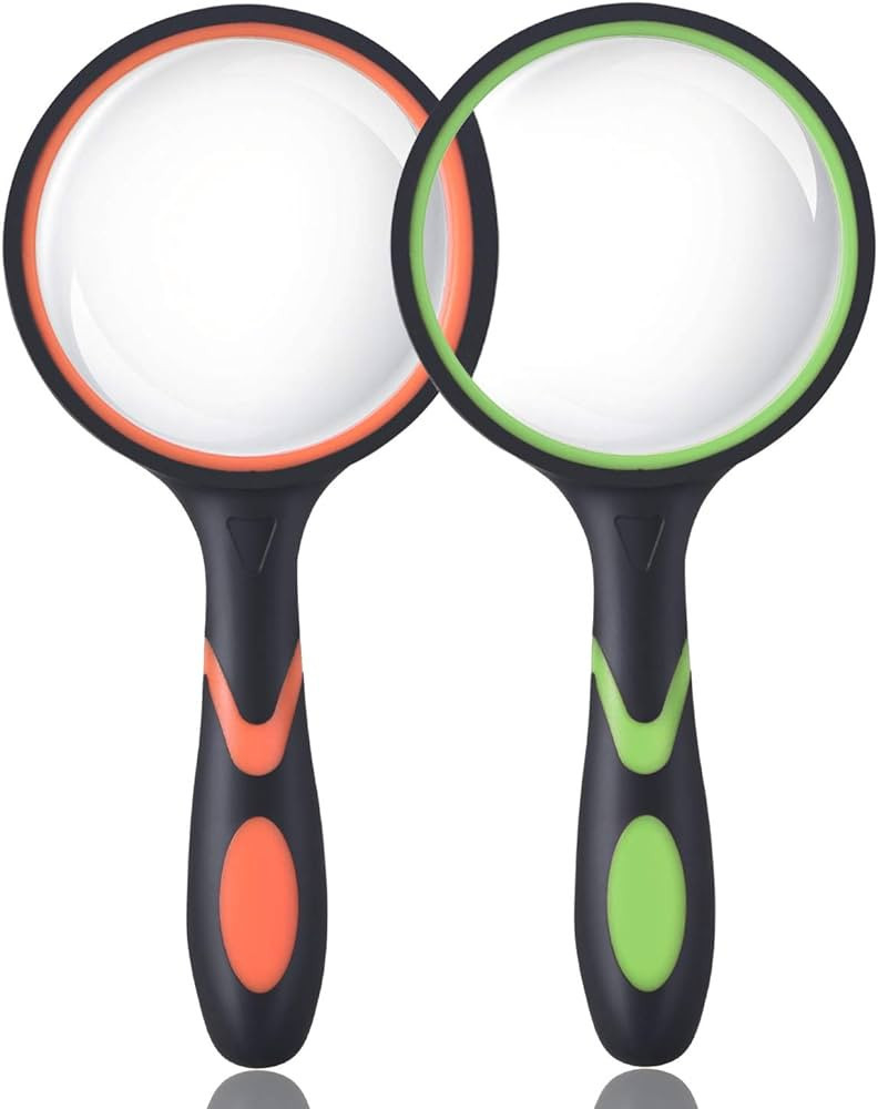 Ocim 2 Pack 75mm 10X Magnifying Glass, Kids Magnifying Glass,Magnifier with Non-Slip Rubber Handl... | Amazon (US)