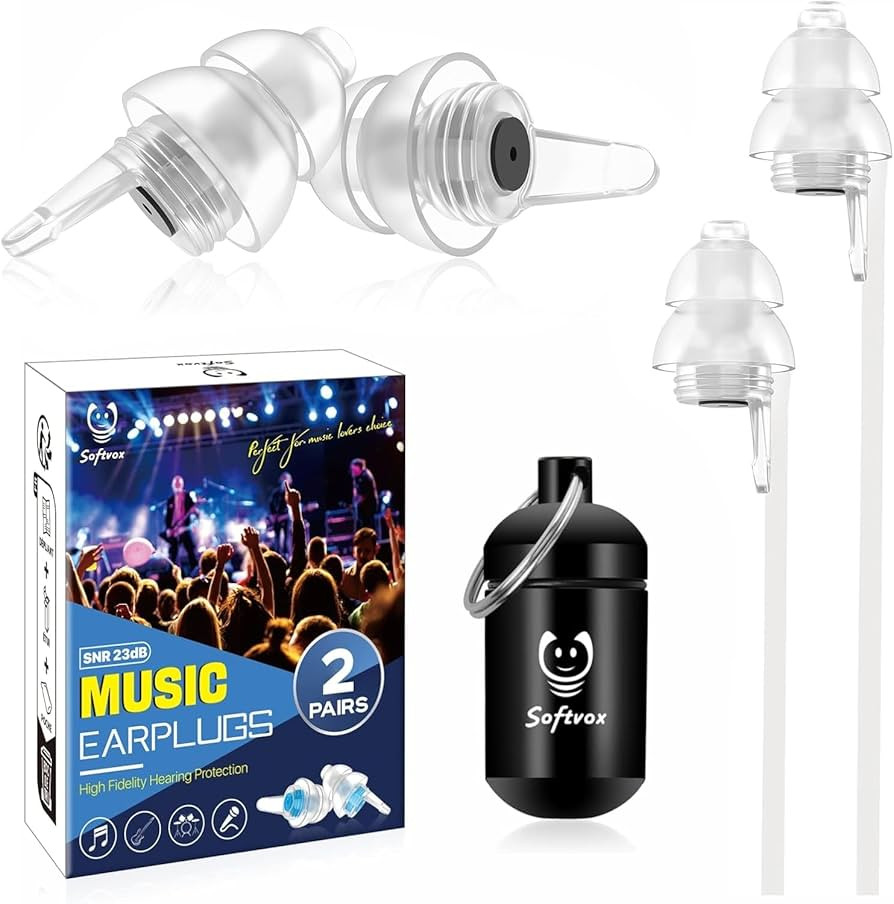 Concert Ear Plugs 2 Pairs, Noise Reduction Preserving Sound Clarity Music Earplugs for DJs, Festi... | Amazon (US)