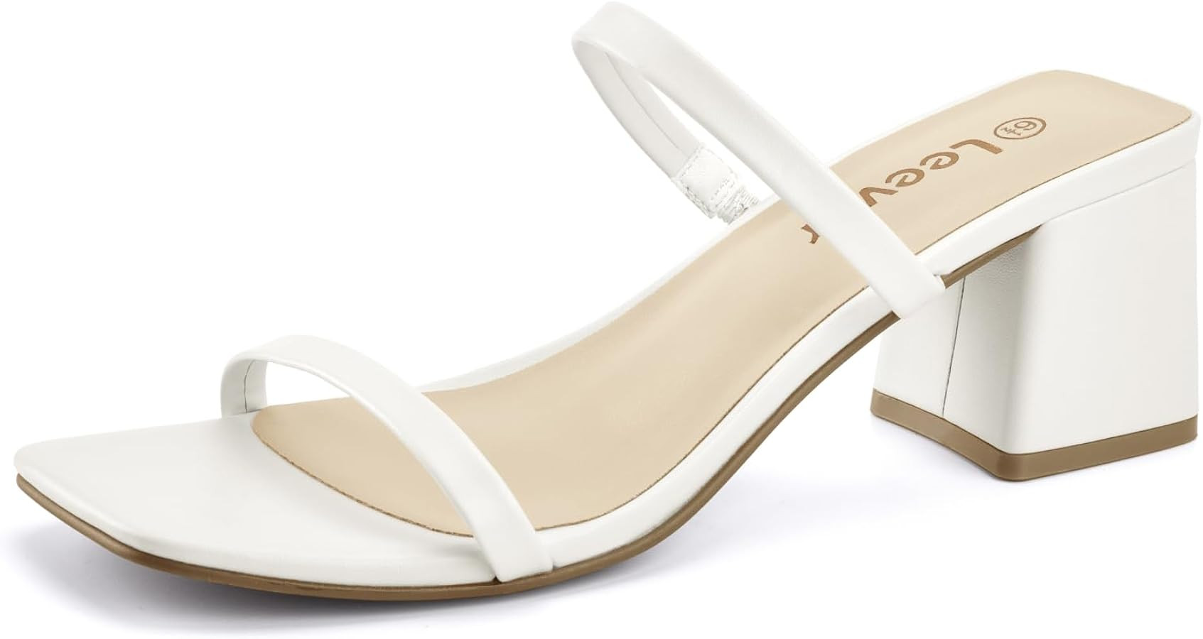 Leevar Square Toe Heeled Sandals for Women - Women's Low Block Heels Sandals - 2.25IN Open Toe An... | Amazon (US)