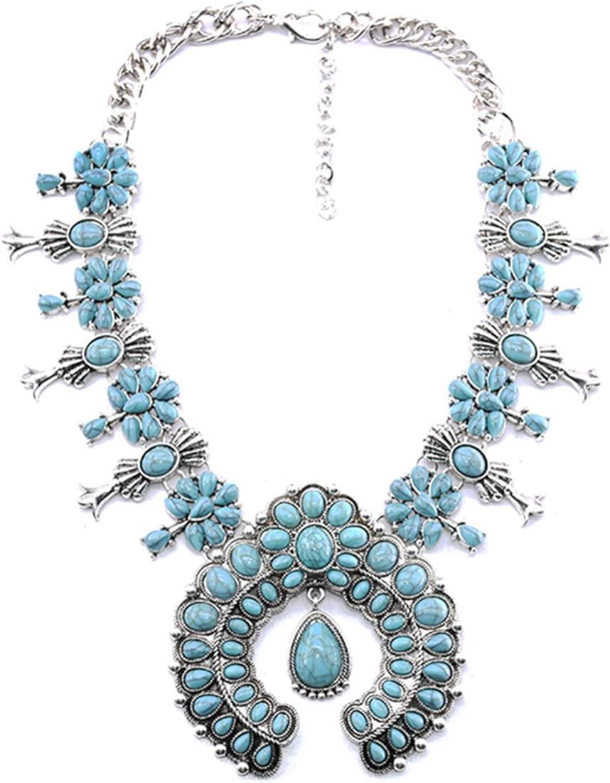Lovage Bohemian Exaggerate Howlite Stone Squash Blossom Pendant Necklace Women Statement Jewelry | Amazon (US)