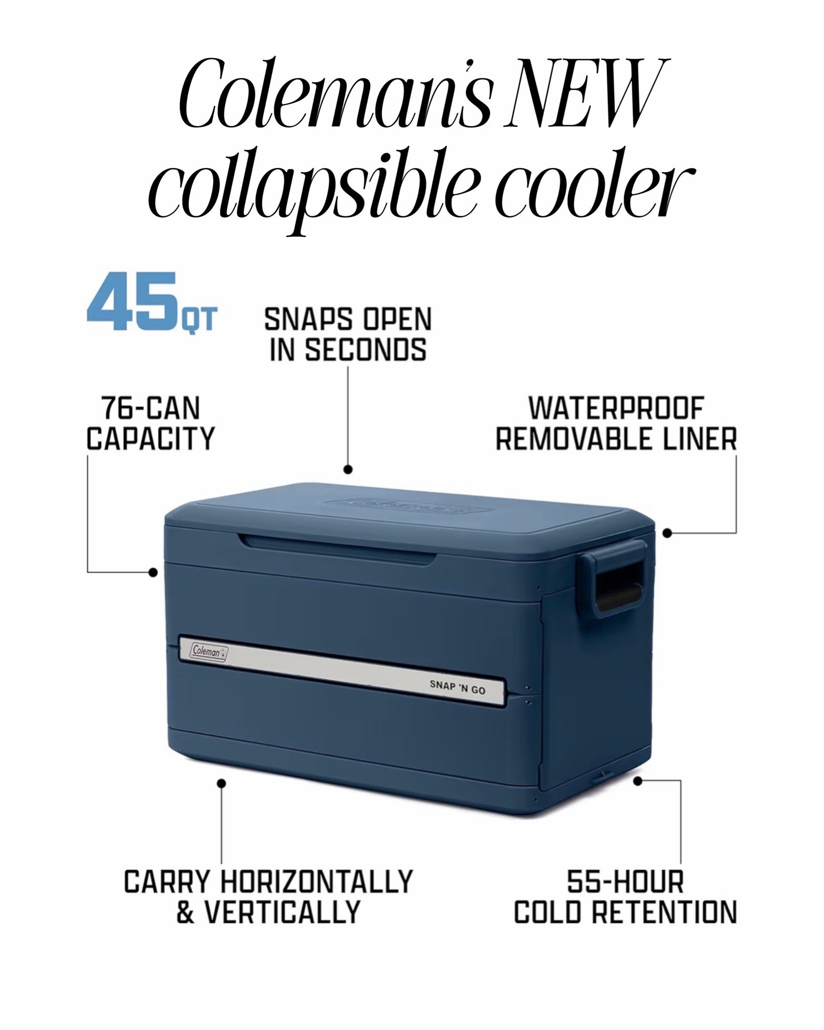 Coleman’s new collapsible cooler!! Snaps open and closed in seconds with a waterproof removable liner! Perfect for Father’s Day gift 🎁

#LTKdayinmylife #LTKSeasonal #LTKHome