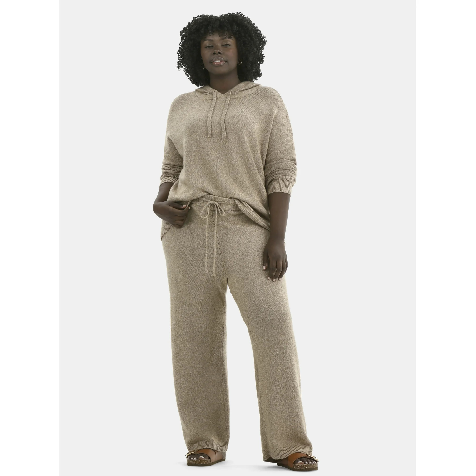 Time and Tru Women's and Women’s Plus Sweater Hoodie and Pants Set, Sizes XS-4X | Walmart (US)