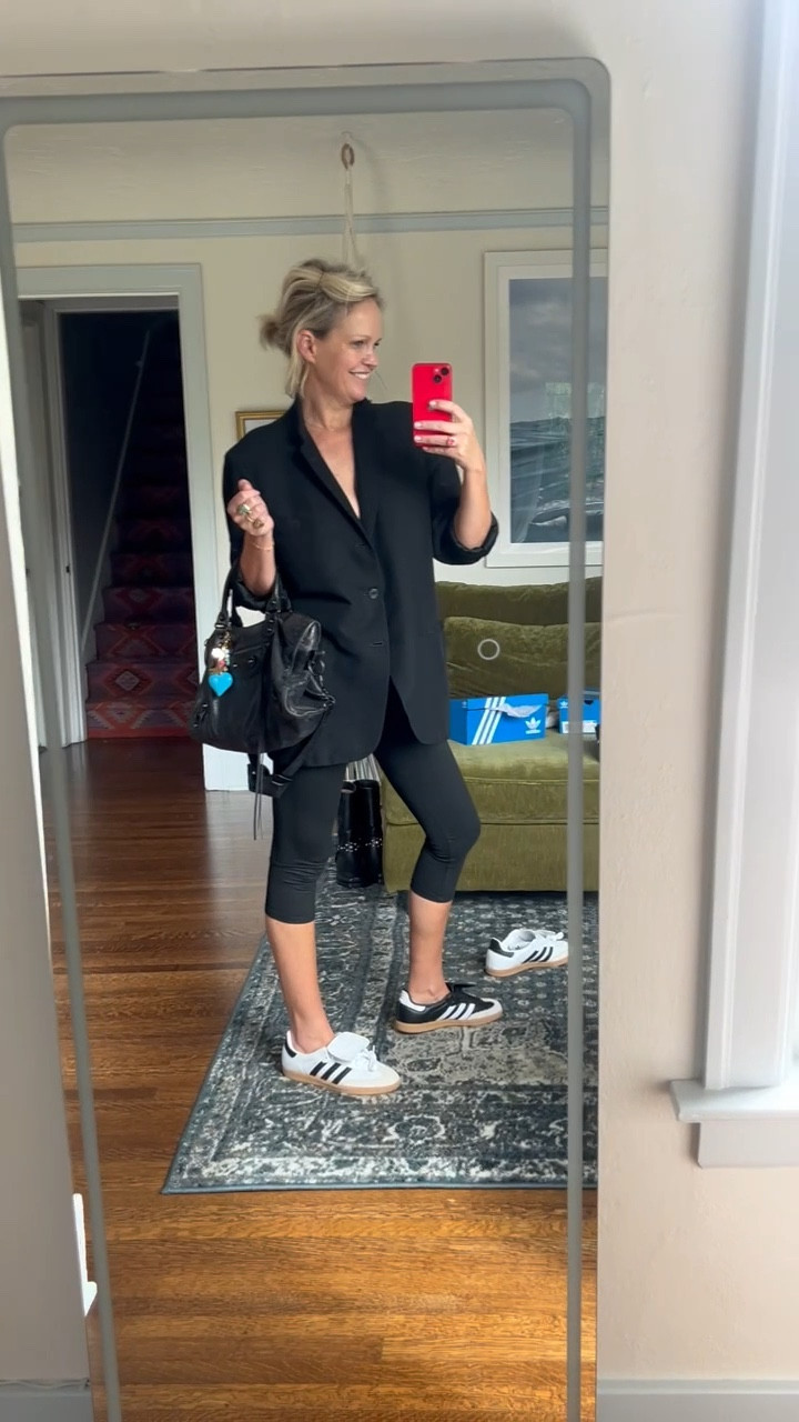Black or White 😎  Adidas LT - I’m an 8.5 and got a UK 6

Capri leggings are Amazon and blazer is vintage linked similar 

#LTKStyleTip #LTKShoeCrush #LTKVideo
