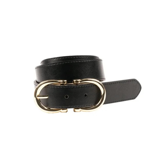 Time and Tru Women's Status Double Buckle Belt, Black | Walmart (US)
