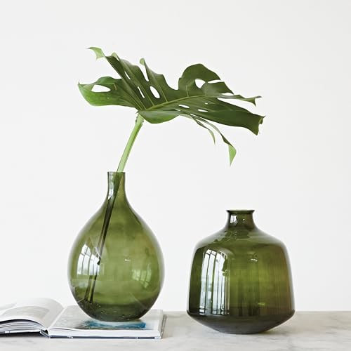 Creative Co-Op Glass Bud Vase, Green | Amazon (US)
