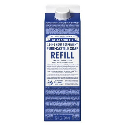 Dr. Bronner's Pure Castile Liquid Soap Bodywash Refill Carton - Peppermint - 32 fl oz | Target