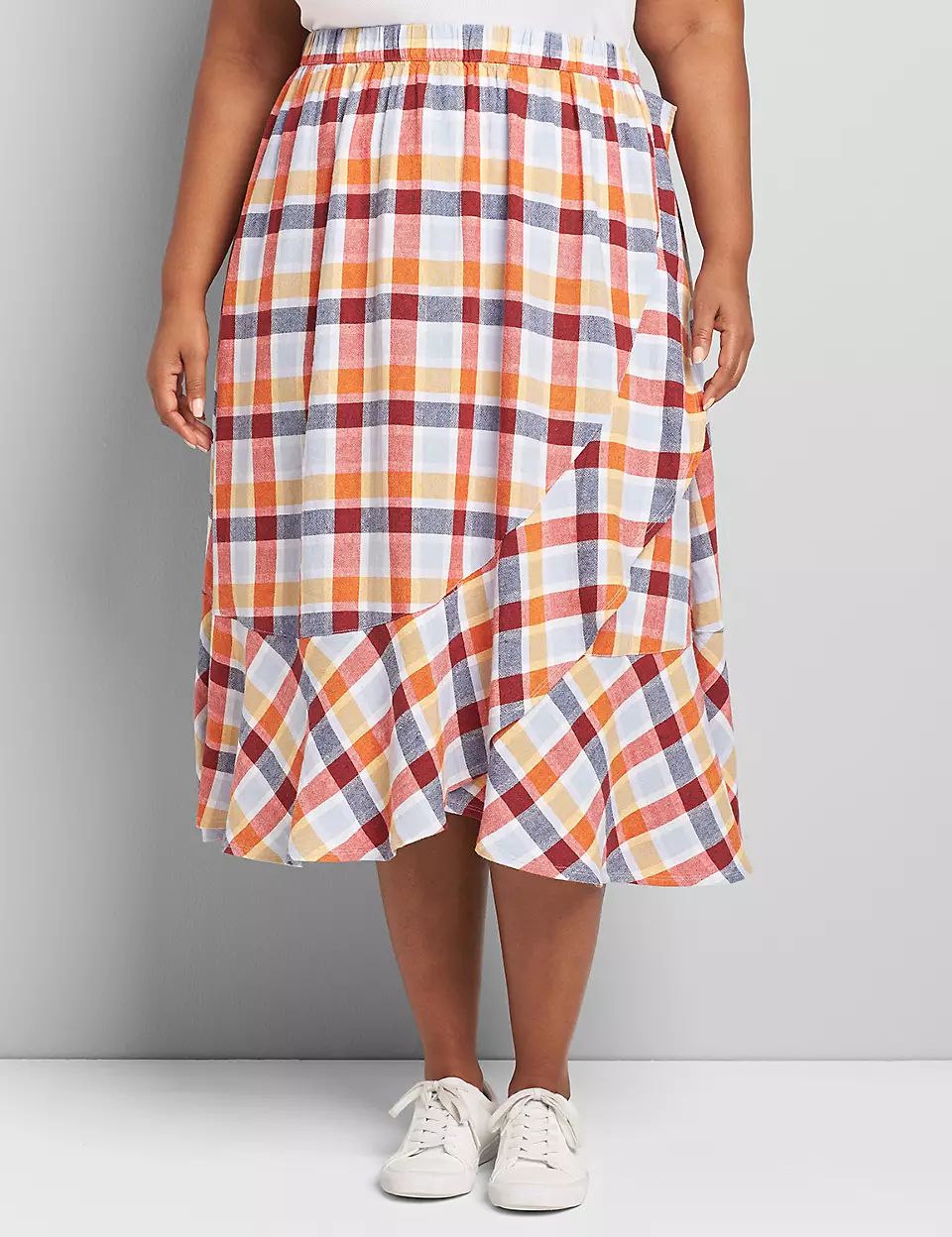 Faux-Wrap Ruffle A-Line Skirt | Lane Bryant (US)