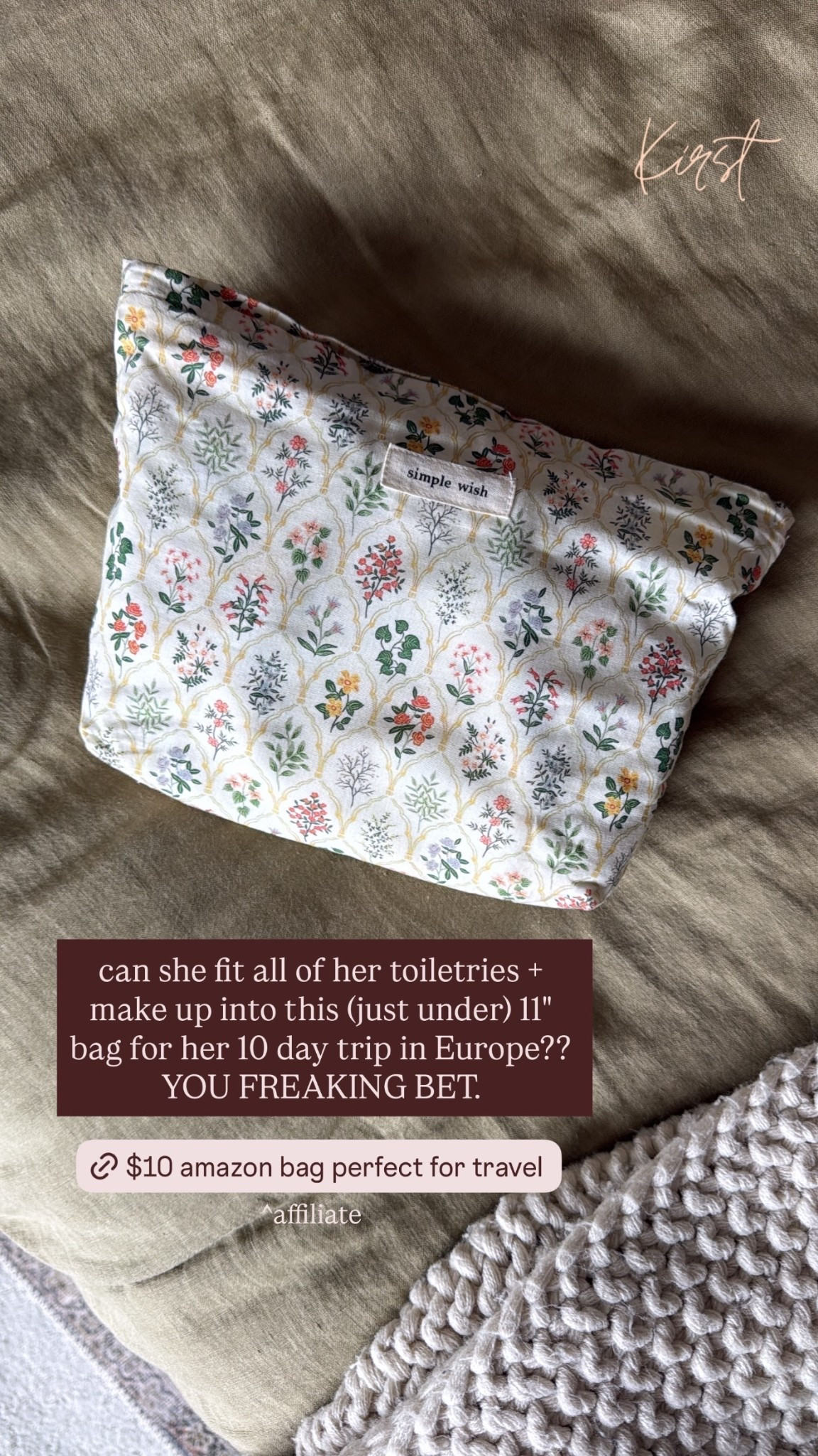 ^affiliate can she fit all of her toiletries + make up into this (just under) 11" bag for her 10 day trip in Europe?? YOU FREAKING BET.