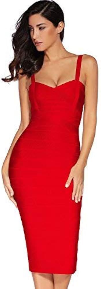 meilun Women's Strap Midi Bandage Dress Length Party Solid Prom Bodycon Dress | Amazon (US)