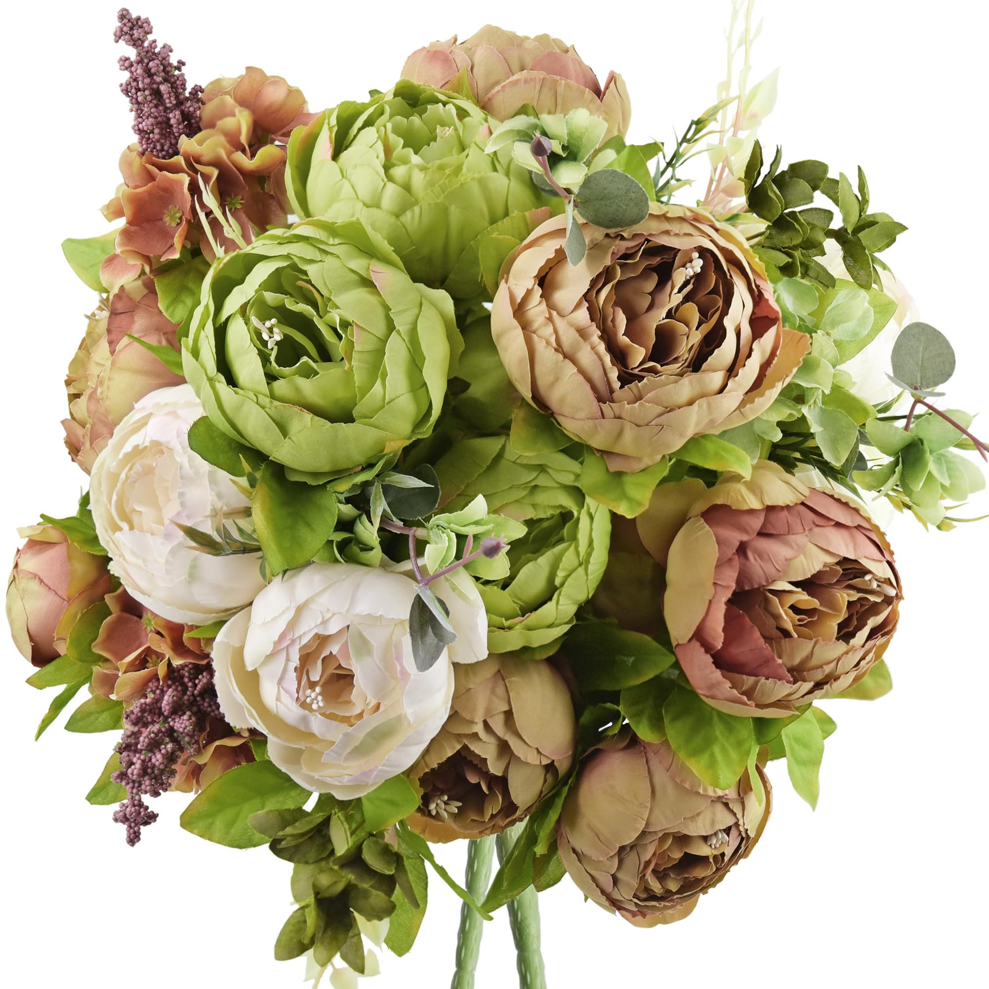 FiveSeasonStuff Rustic Brown, Beige & Green Artificial Peony Bouquets, 2 Silk Flower Bundles with... | Amazon (US)