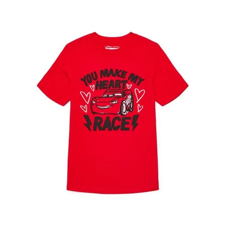 Disney Pixar Cars Little Boys and Big Boys Valentine's Day Graphic Tee with Short Sleeves, Sizes 4-18 | Walmart (US)