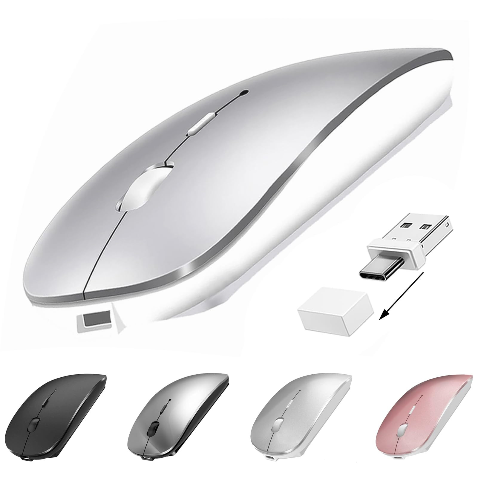 Bluetooth Wireless Mouse USB C for MacBook Air Pro iMac Laptop Desktop Computer, Wireless Recharg... | Amazon (US)