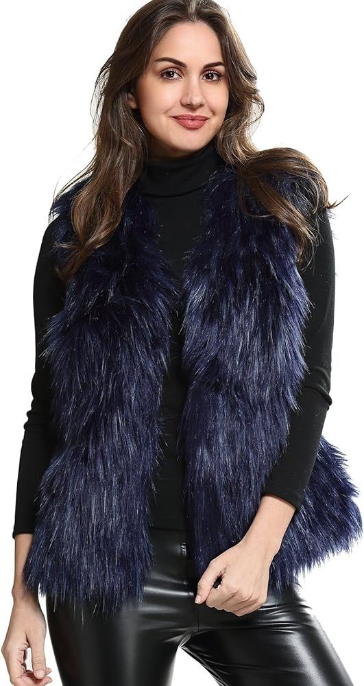 ANNA&CHRIS Womens Faux Fur Vest Soft Sleeveless Waistcoat Jacket | Amazon (US)