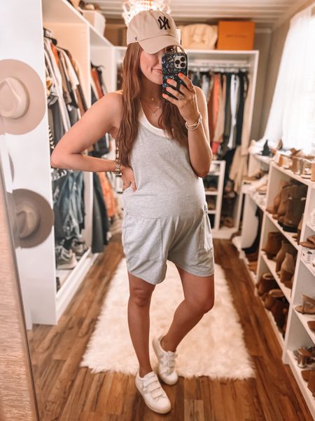 Amazon romper, amazon sports bra, amazon baseball hat, and Veja sneakers! 

Love a good casual and bump friendly romper!! Now on prime! 

#LTKFind #LTKunder50 #LTKstyletip