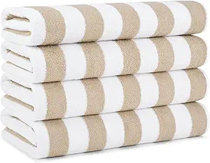 Arkwright California Cabana Stripe Beach Towel - Pack of 4, Large Soft Quick Dry 100% Cotton Terr... | Amazon (US)