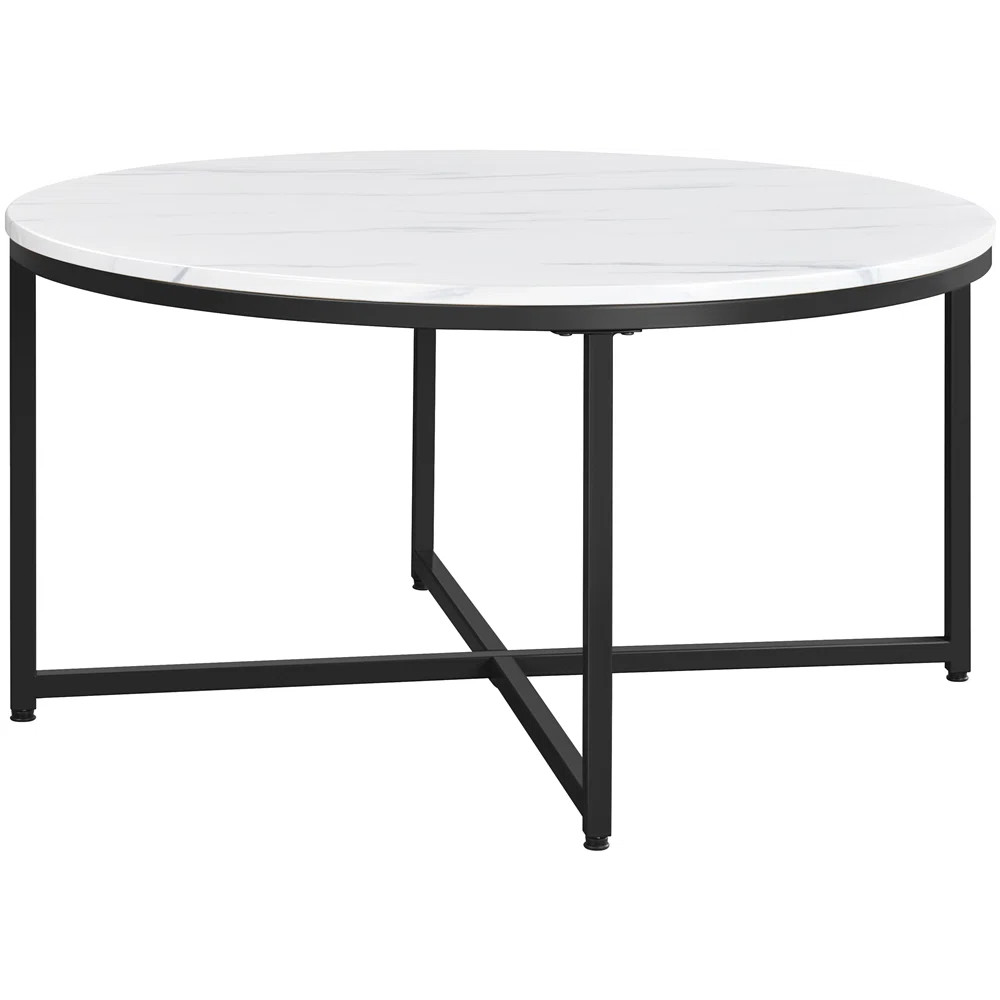 Mercer41 Abdirahim Round Coffee Table with Faux Marble Tabletop & Metal Legs & Reviews | Wayfair | Wayfair North America