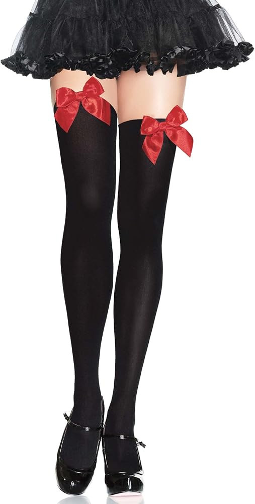 Leg Avenue womens Satin Bow Accent Thigh Highs | Amazon (US)