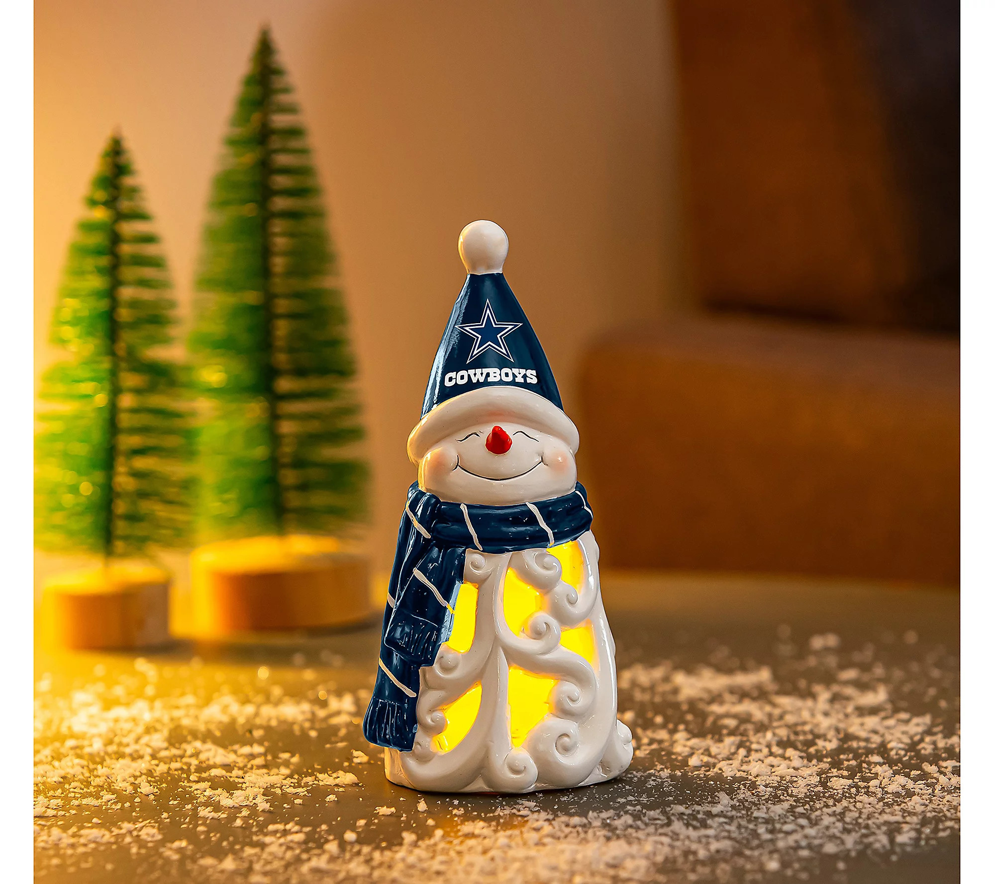NFL Officially Licensed 8""H LED Snowman Garden tatuary | QVC