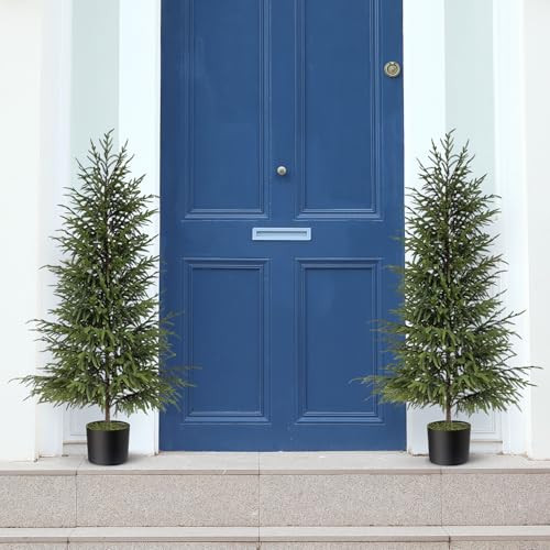 2 Pcs Artificial Norfolk Pine Tree - 4ft (48") Faux Christmas Tree Fake Potted Plants for Indoor Outdoor Home Front Porch Christmas Decor | Amazon (US)