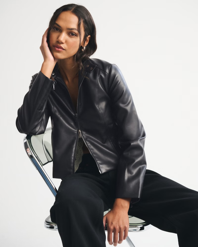 Women's Slim Zip Vegan Suede Jacket | Women's Coats & Jackets | Abercrombie.com | Abercrombie & Fitch (US)