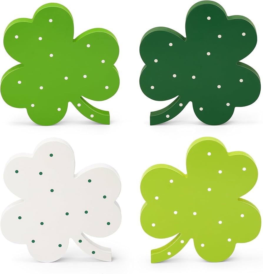 AKEROCK St Patricks Day Decor, Wooden Shamrock Decor for Table, Tiered Tray, Office Desk, Mantle ... | Amazon (US)