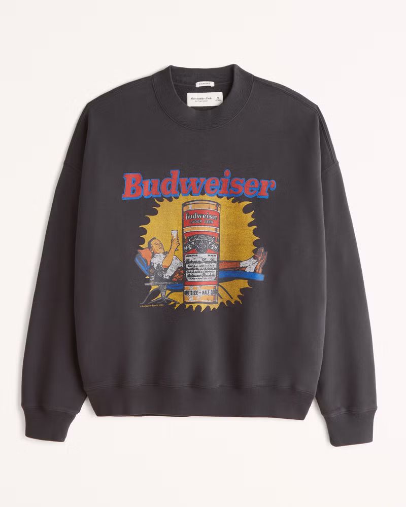 Men's Budweiser Graphic Crew Sweatshirt | Men's Tops | Abercrombie.com | Abercrombie & Fitch (US)