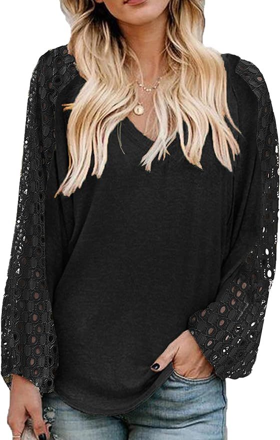 Beyove Boho Tops for Women Bohemian Casual Shirt Balloon Sleeve V Neck Hippie Western Dressy Blou... | Amazon (US)