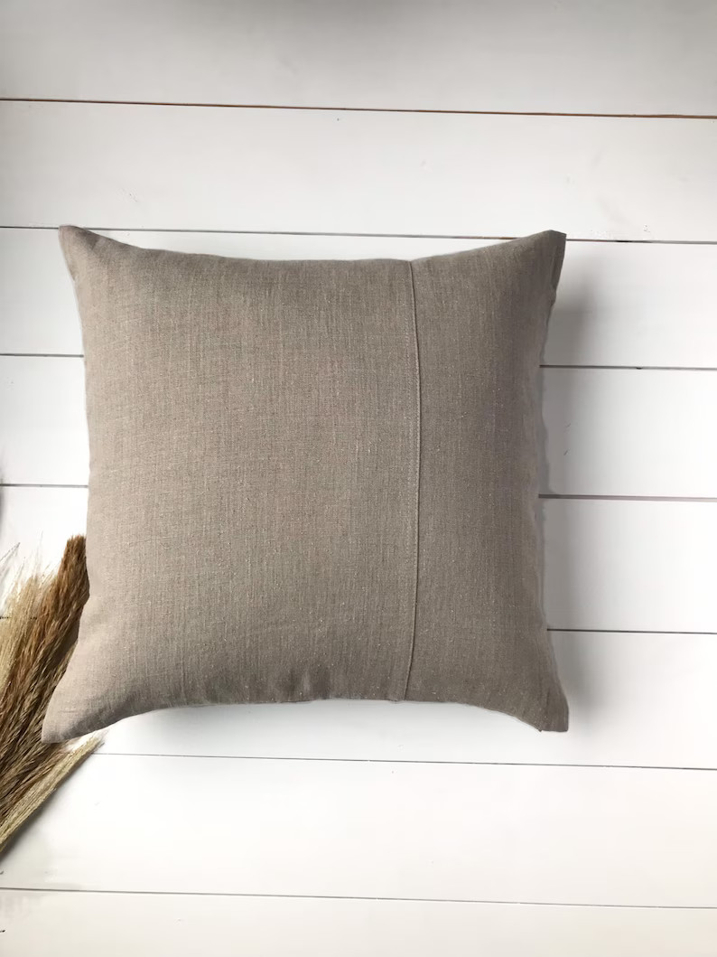 Set of 2,4 and 6 Stonewashed natural undyed linen pillow cases with decorative seam/Linen cushion... | Etsy (US)